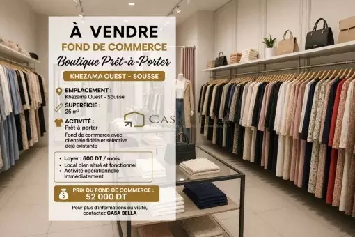 FOND DE COMMERCE PRET A PORTER A VENDRE